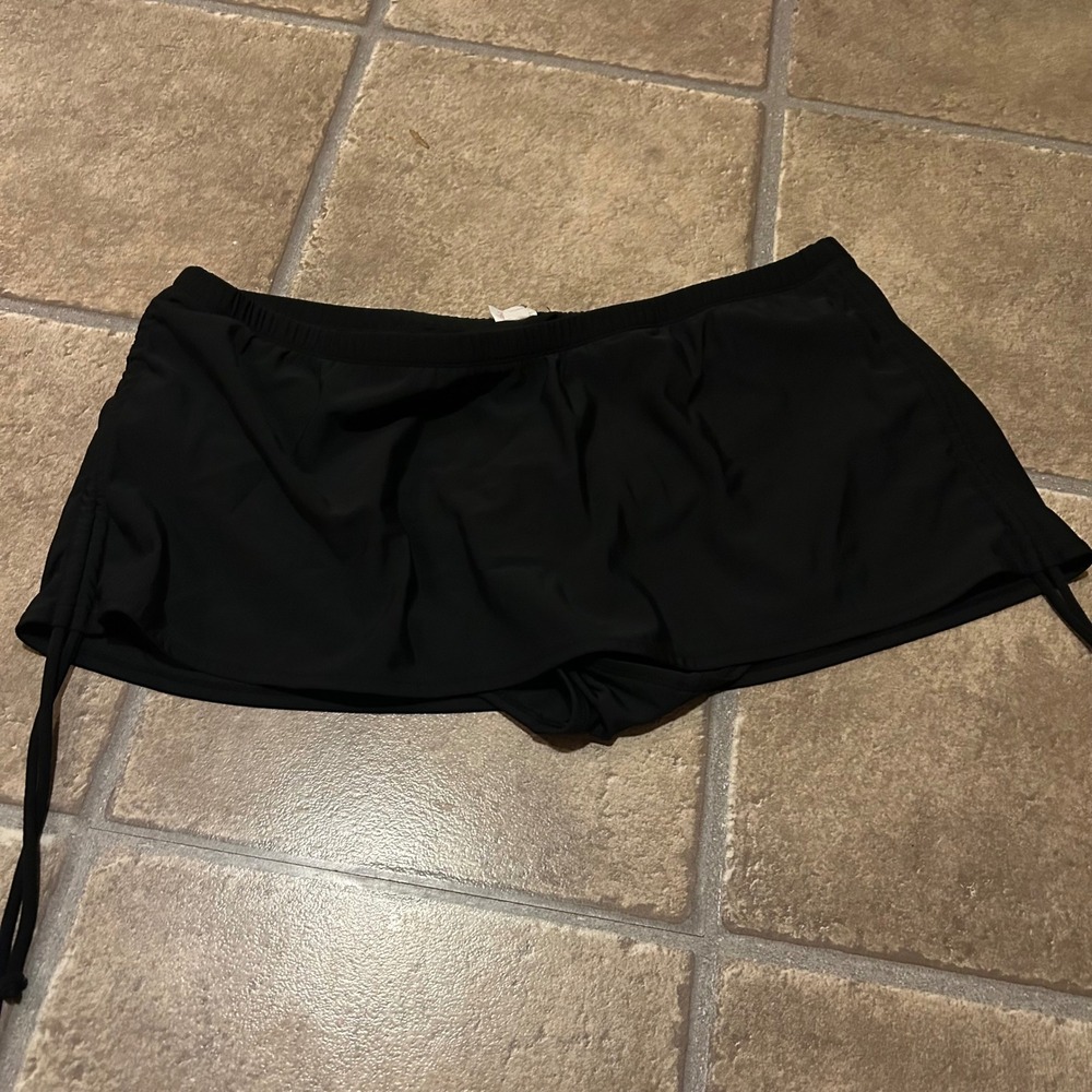 Xhilaration Black Side Cinched Swim Skirt with Attached Brief Size 3